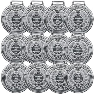 Kit com 30 Medalhas Rema Honra Ao Mérito 50mm Com Fita Prata 4450