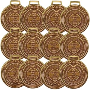 Kit com 12 Medalhas Rema Honra Ao Mérito 60mm com Fita Bronze 4460