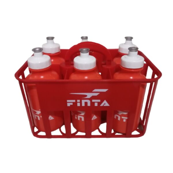 Kit Cesta C/6 Squeeze Plástica Finta 500ml Laranja + Suporte Finta Vermelho