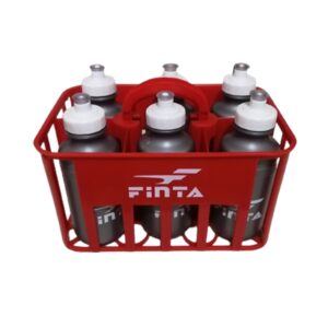 Kit Cesta C/6 Squeeze Plástica Finta 500ml Cinza + Suporte Finta Vermelho