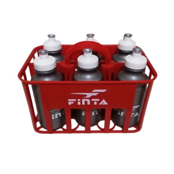 Kit Cesta C/6 Squeeze Plástica Finta 500ml Cinza + Suporte Finta Vermelho