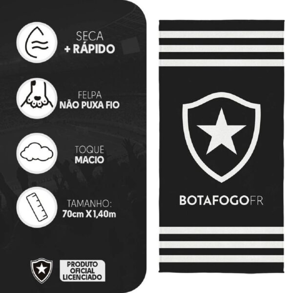 Toalha Banho Lepper Aveludada Transfer Botafogo 70 cm x 1,40 m - Imagem 3