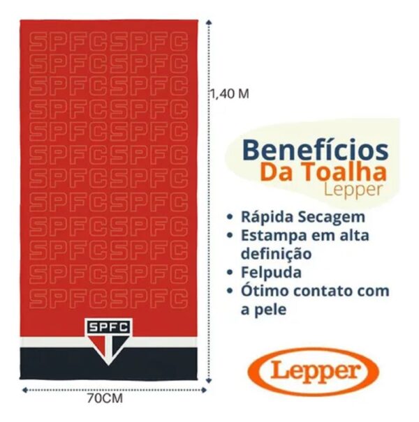 Toalha Banho Lepper Aveludada Transfer Sao Paulo 70 cm x 1,40 m - Imagem 2